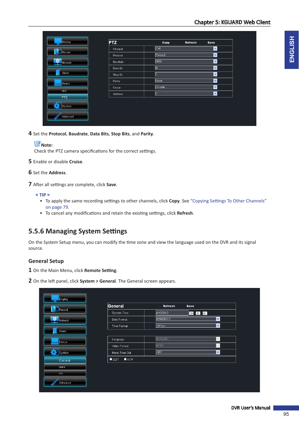 6 managing system settings | KGUARD Security BR1601 User Manual | Page 95 / 113