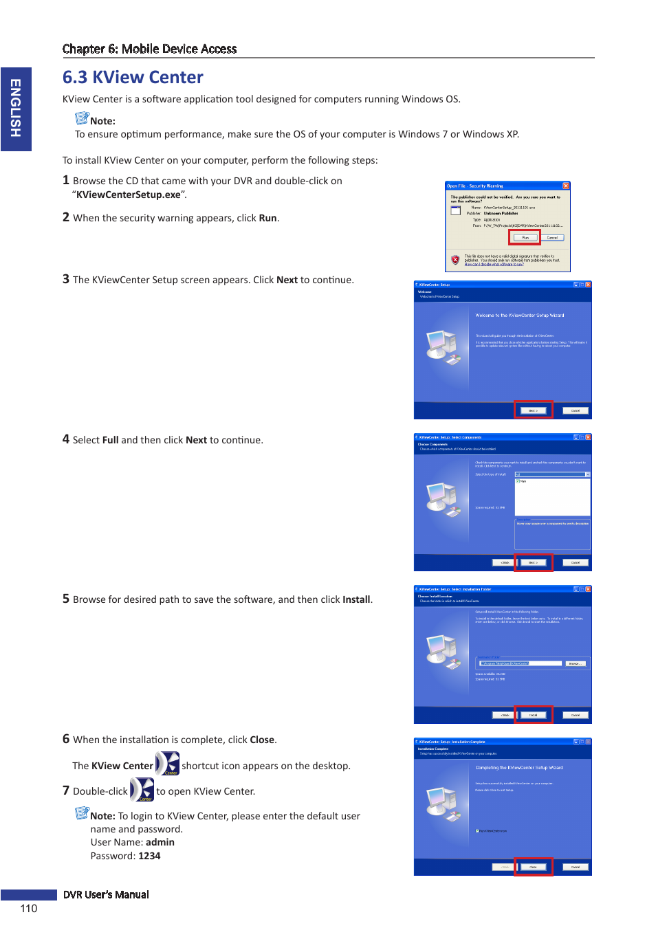 3 kview center | KGUARD Security BR1621 User Manual | Page 110 / 116