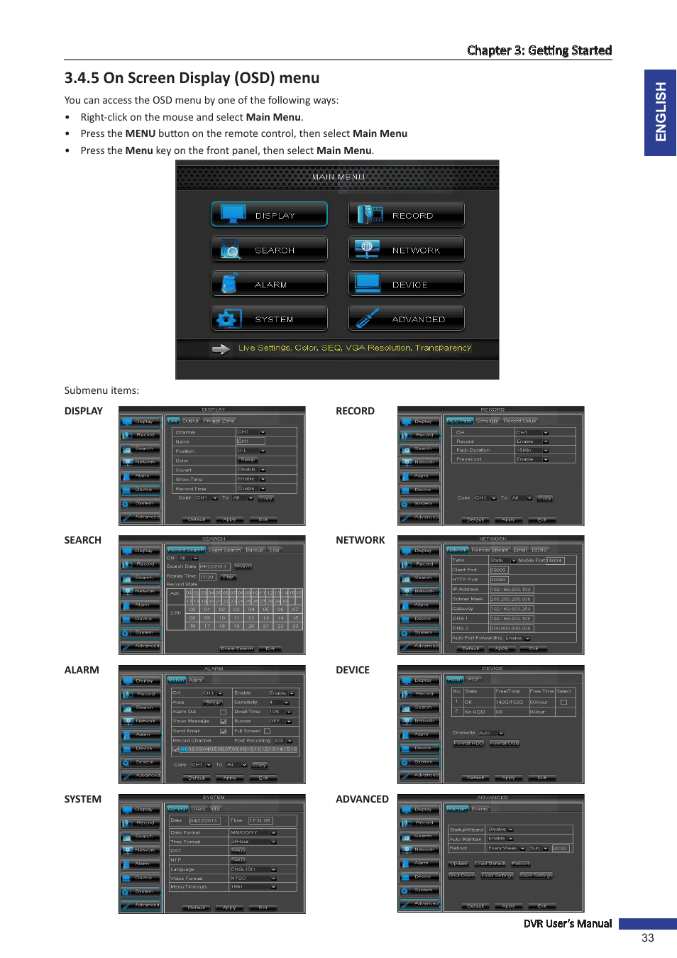 5 on screen display (osd) menu | KGUARD Security BR1621 User Manual | Page 33 / 116