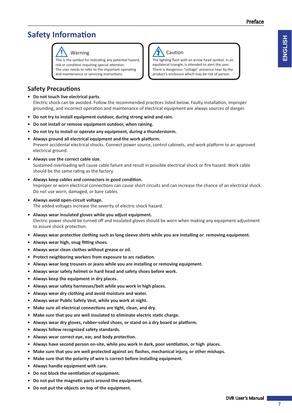 Safety information, Safety precautions | KGUARD Security BR1621 User Manual | Page 7 / 116