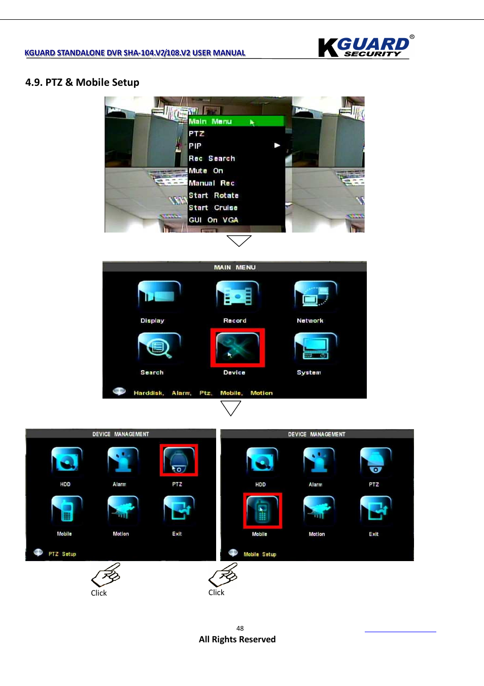 Ptz & mobile setup | KGUARD Security SHA108.V2 User Manual | Page 52 / 147