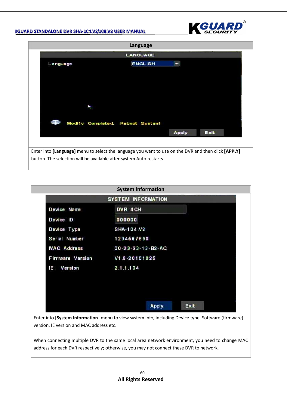KGUARD Security SHA108.V2 User Manual | Page 64 / 147