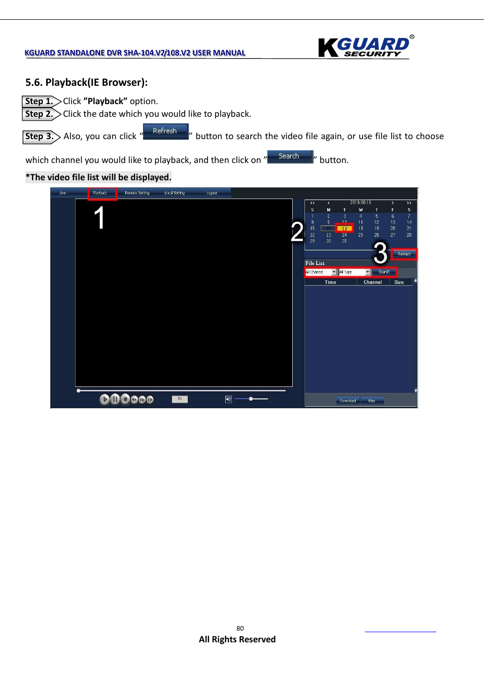 Playback(ie browser) | KGUARD Security SHA108.V2 User Manual | Page 84 / 147