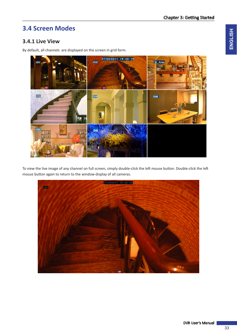 4 screen modes, 1 live view | KGUARD Security SHA116.V2 User Manual | Page 33 / 99
