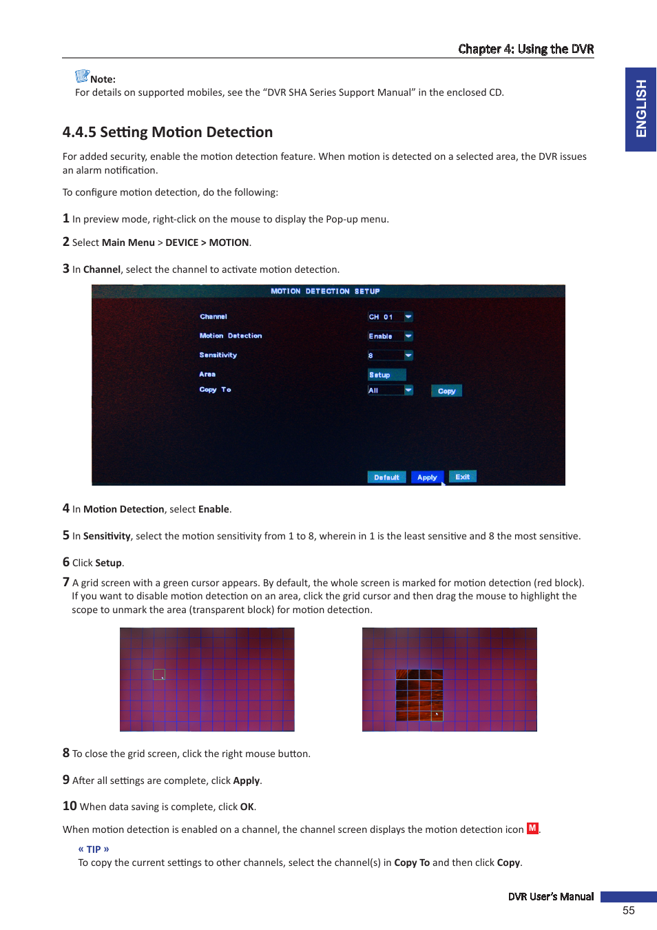 5 setting motion detection | KGUARD Security SHA116.V2 User Manual | Page 55 / 99