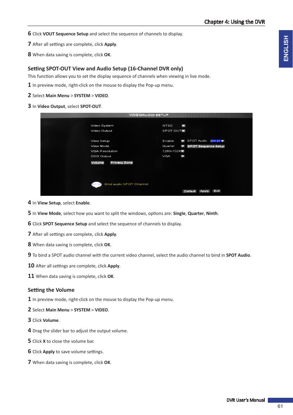 Setting the volume | KGUARD Security SHA116.V2 User Manual | Page 61 / 99