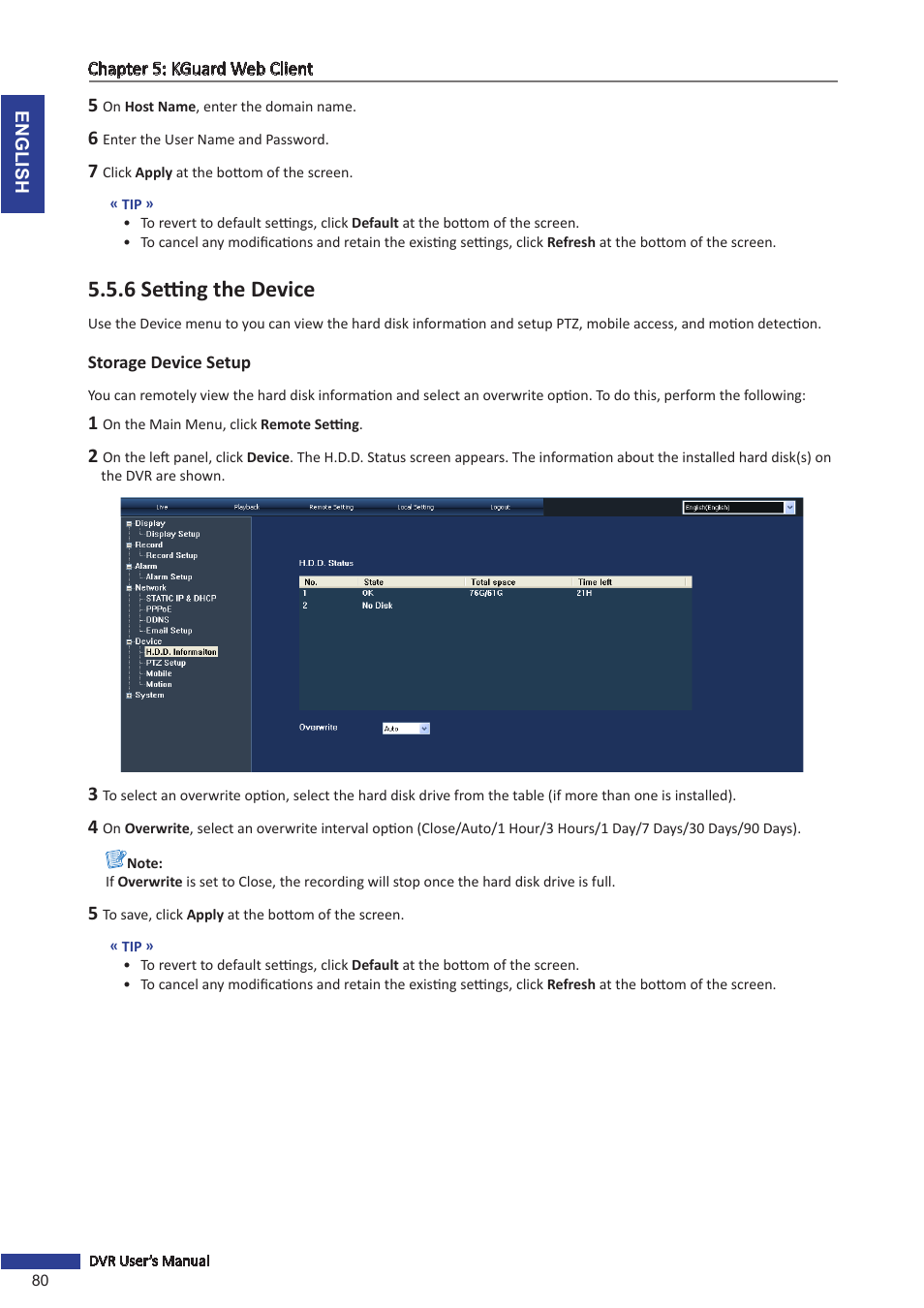 6 setting the device, Storage device setup | KGUARD Security SHA116.V2 User Manual | Page 80 / 99
