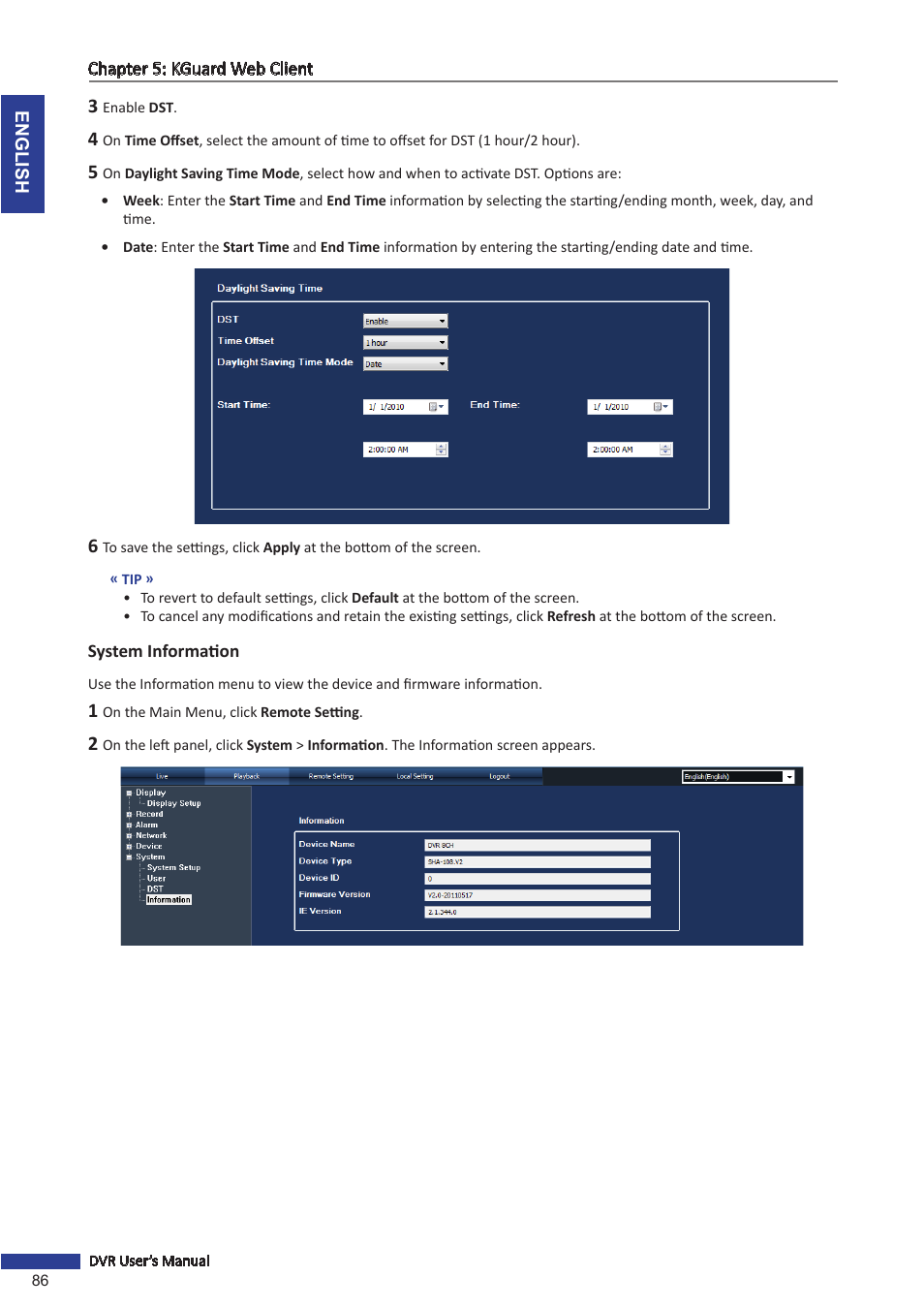 System information | KGUARD Security SHA116.V2 User Manual | Page 86 / 99