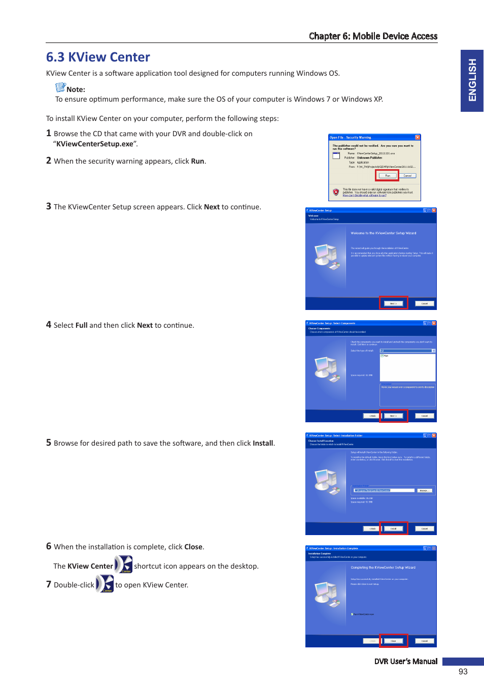 3 kview center | KGUARD Security SHA116.V2 User Manual | Page 93 / 99