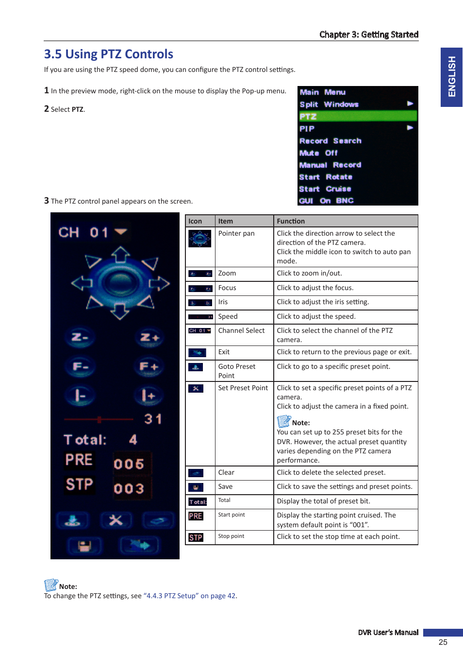 5 using ptz controls | KGUARD Security SHA24 User Manual | Page 25 / 85