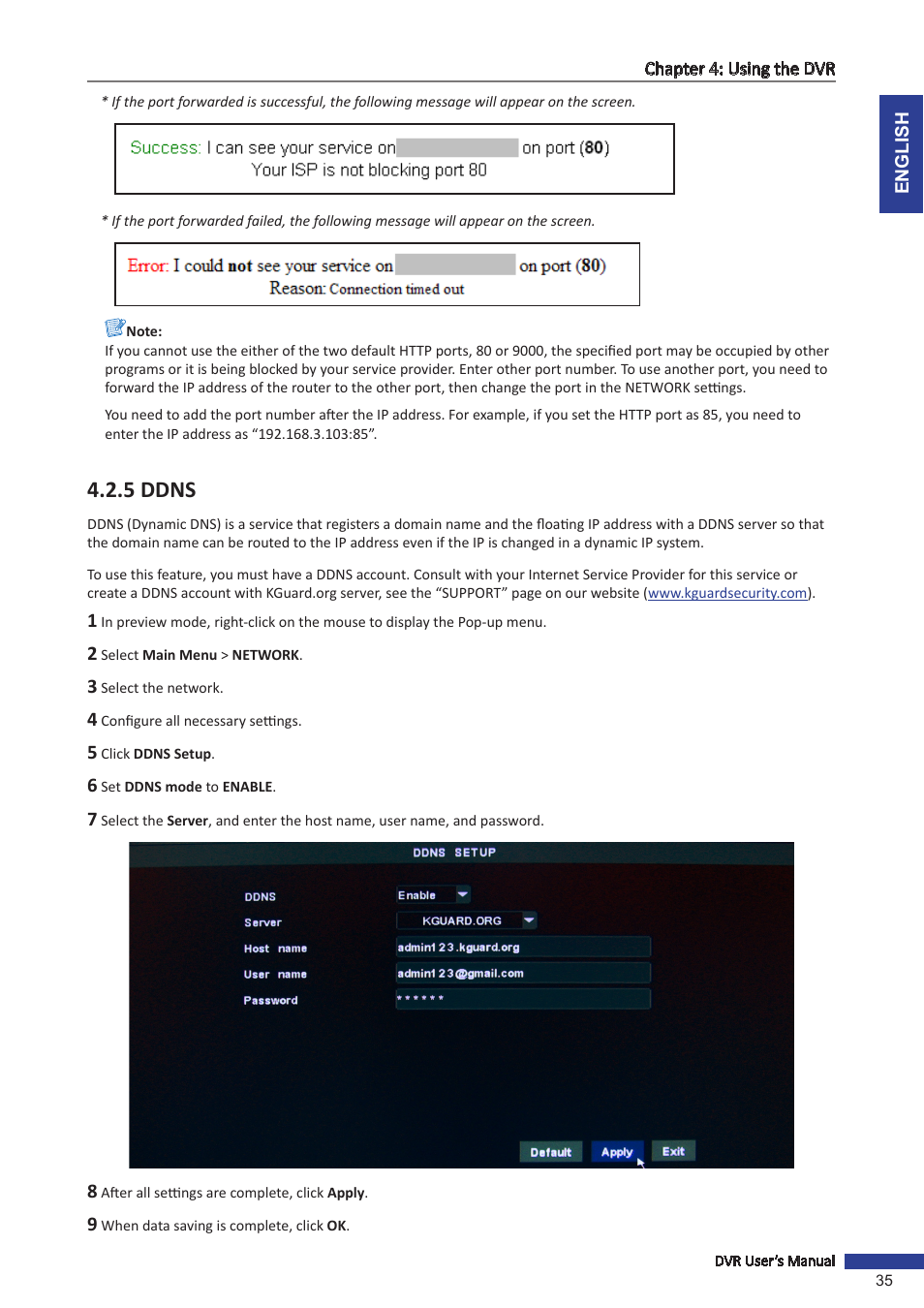 5 ddns | KGUARD Security SHA24 User Manual | Page 35 / 85