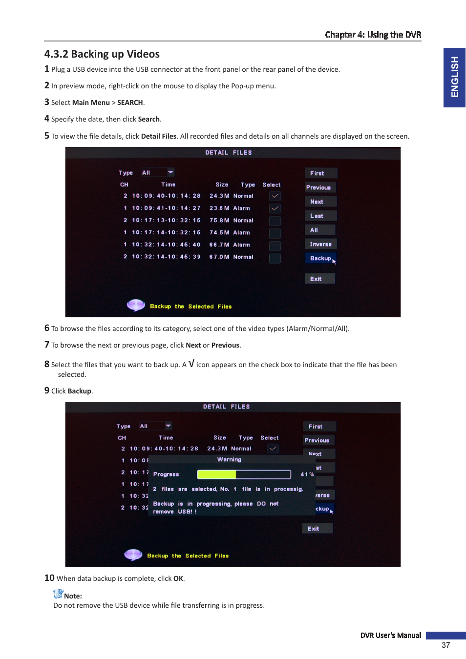 2 backing up videos | KGUARD Security SHA24 User Manual | Page 37 / 85