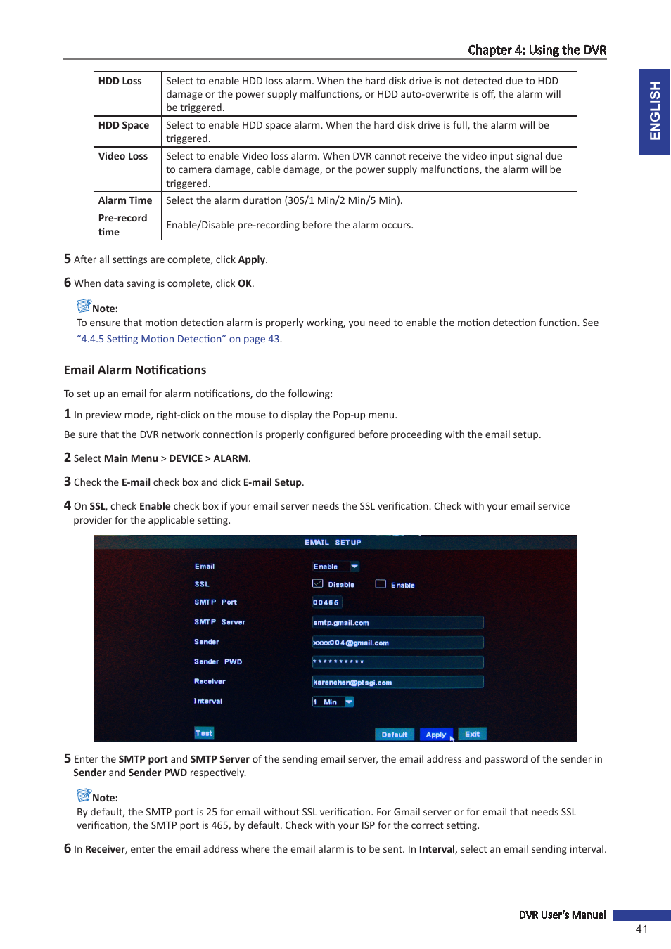 Email alarm notifications, Ess. see | KGUARD Security SHA24 User Manual | Page 41 / 85