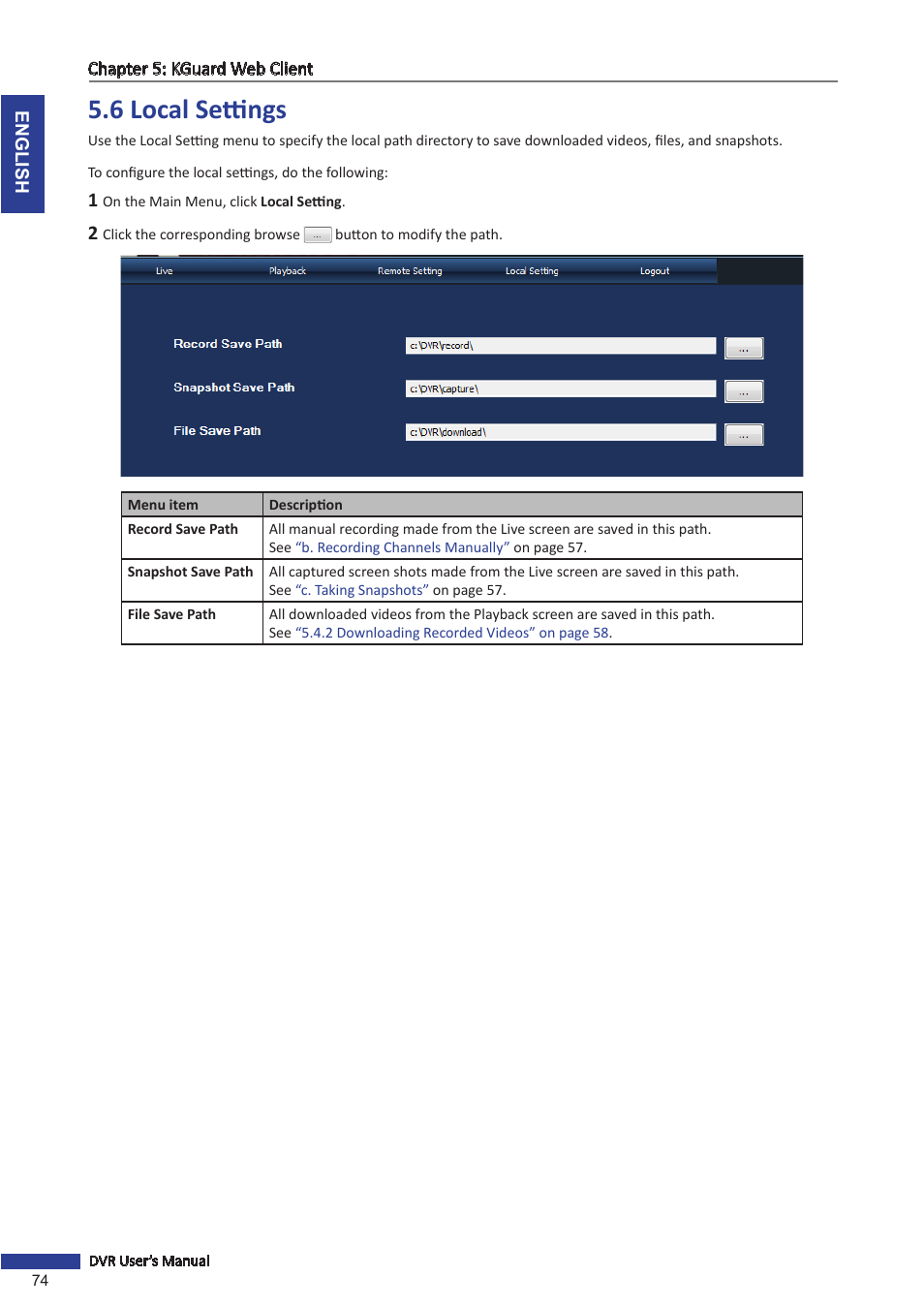 6 local settings, Th, see | KGUARD Security SHA24 User Manual | Page 74 / 85