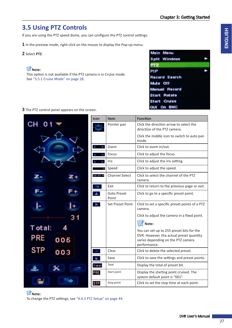 5 using ptz controls | KGUARD Security SHA28 User Manual | Page 27 / 88