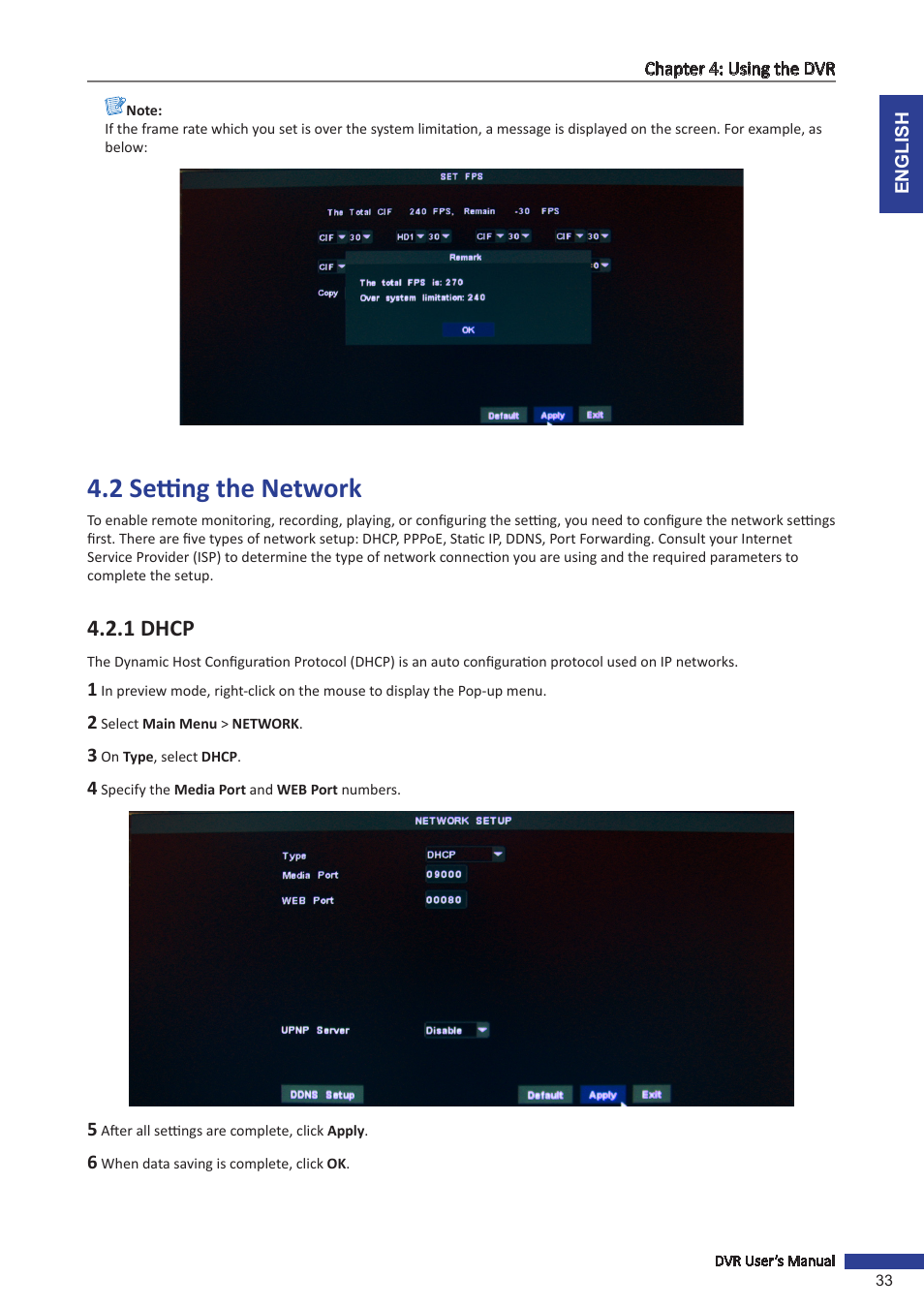 2 setting the network, 1 dhcp | KGUARD Security SHA28 User Manual | Page 33 / 88