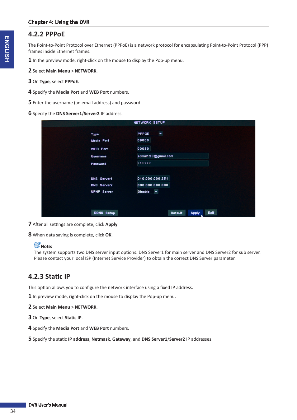 2 pppoe, 3 static ip, 2 pppoe 4.2.3 static ip | KGUARD Security SHA28 User Manual | Page 34 / 88