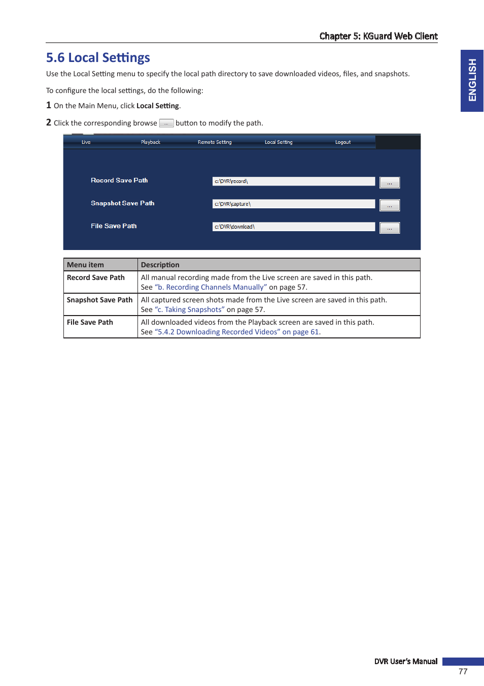 6 local settings, Th, see | KGUARD Security SHA28 User Manual | Page 77 / 88