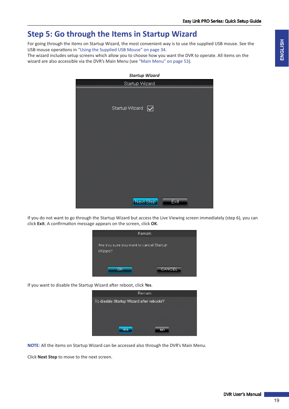 Step 5: go through the items in startup wizard | KGUARD Security EL1622 User Manual | Page 19 / 105