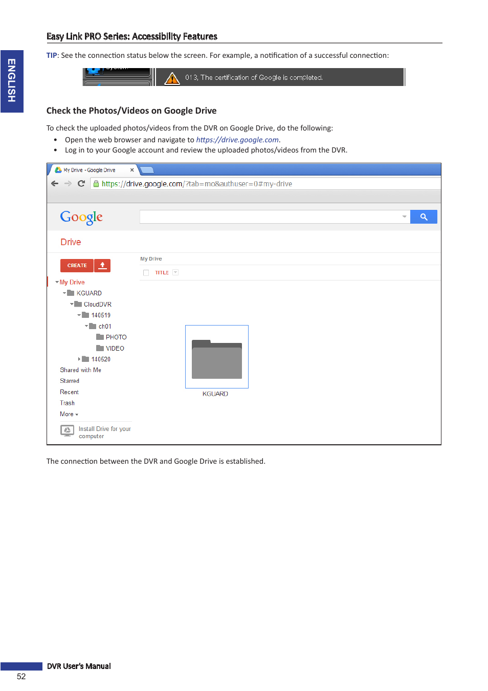 Check the photos/videos on google drive | KGUARD Security EL1622 User Manual | Page 52 / 105