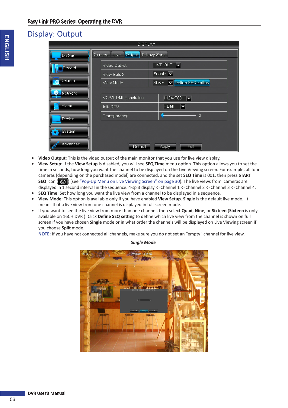 Display: output | KGUARD Security EL1622 User Manual | Page 56 / 105