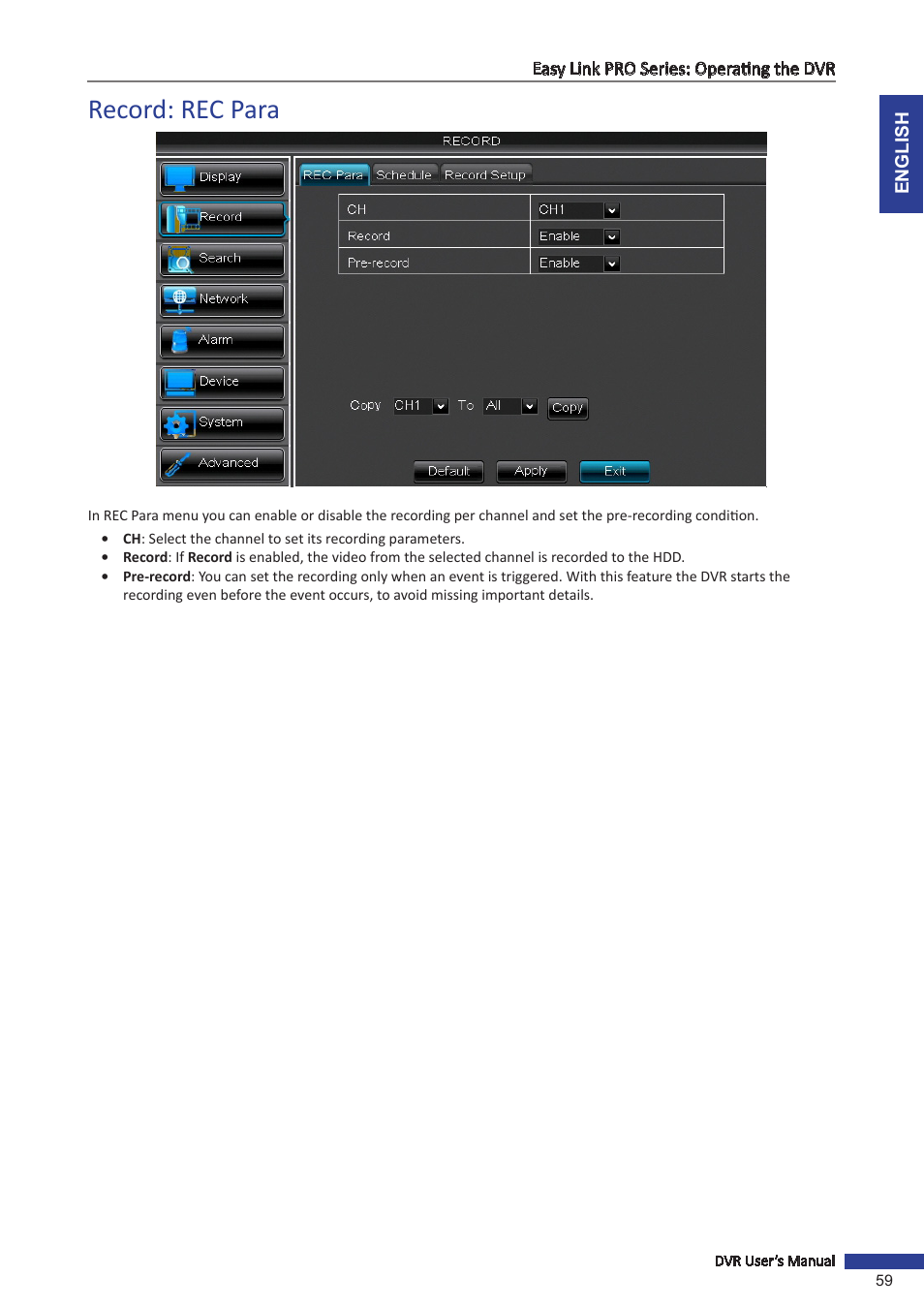 Record: rec para | KGUARD Security EL1622 User Manual | Page 59 / 105