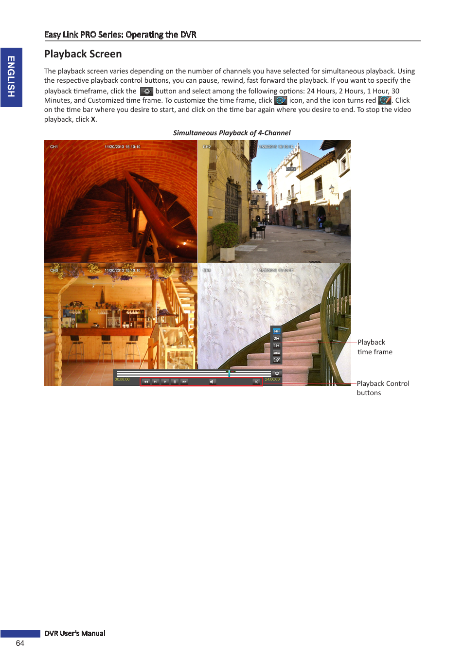 Playback screen | KGUARD Security EL1622 User Manual | Page 64 / 105