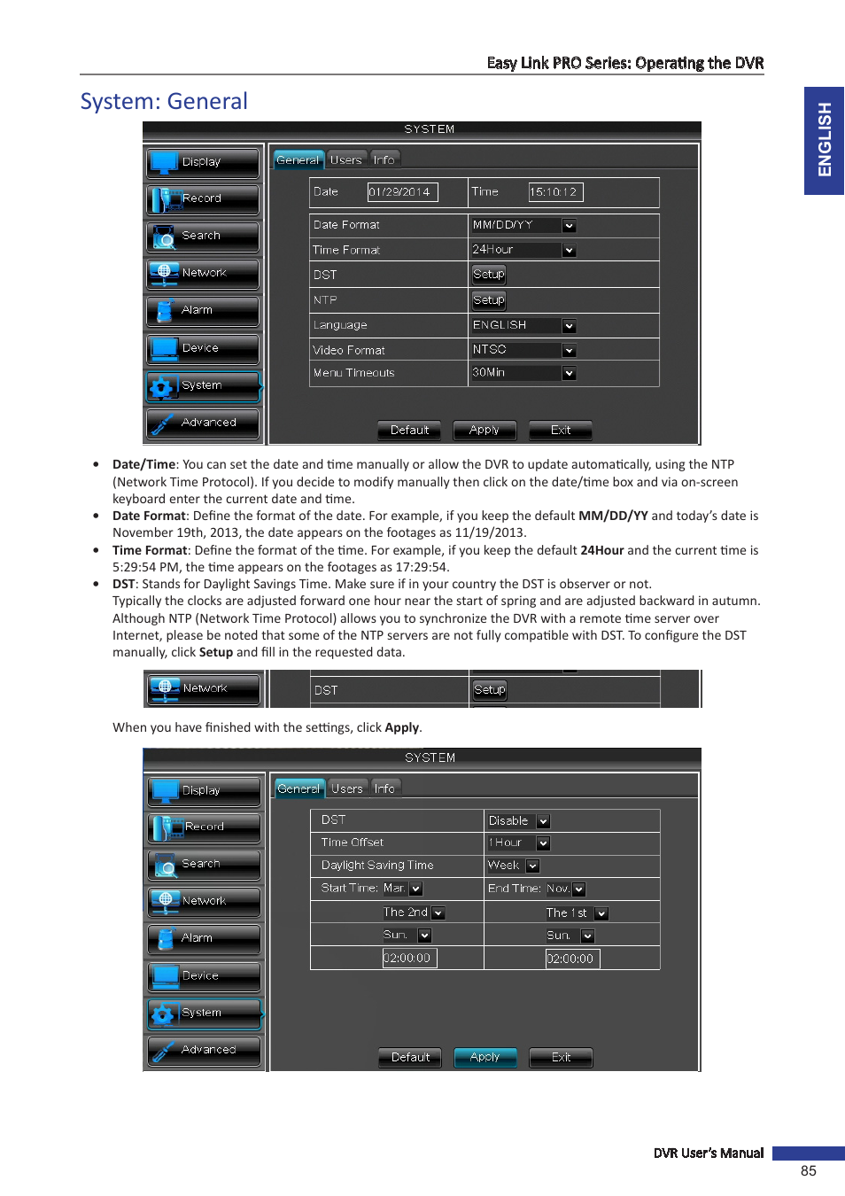 System: general | KGUARD Security EL1622 User Manual | Page 85 / 105