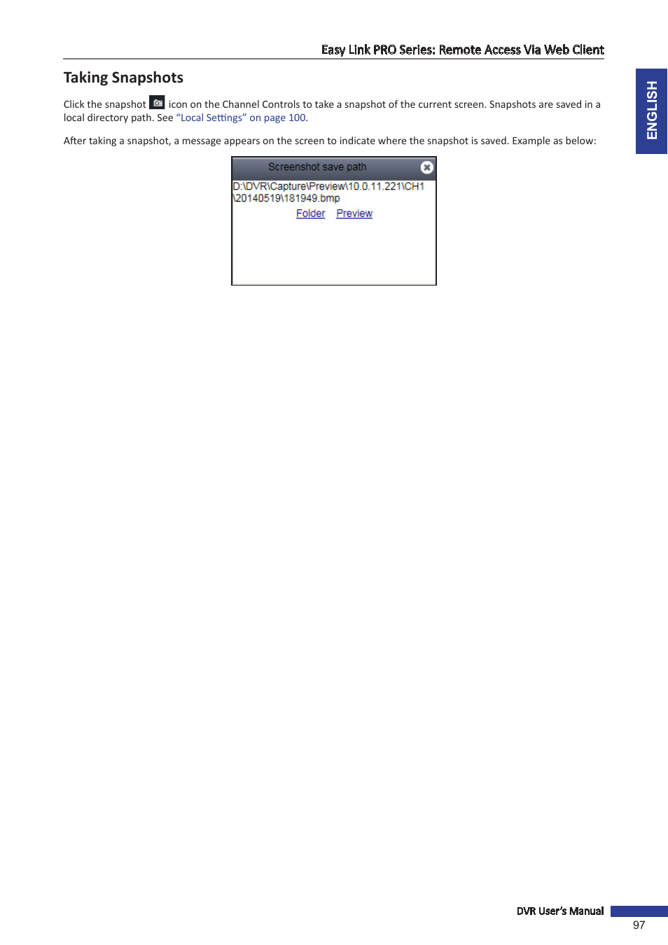 Taking snapshots | KGUARD Security EL1622 User Manual | Page 97 / 105