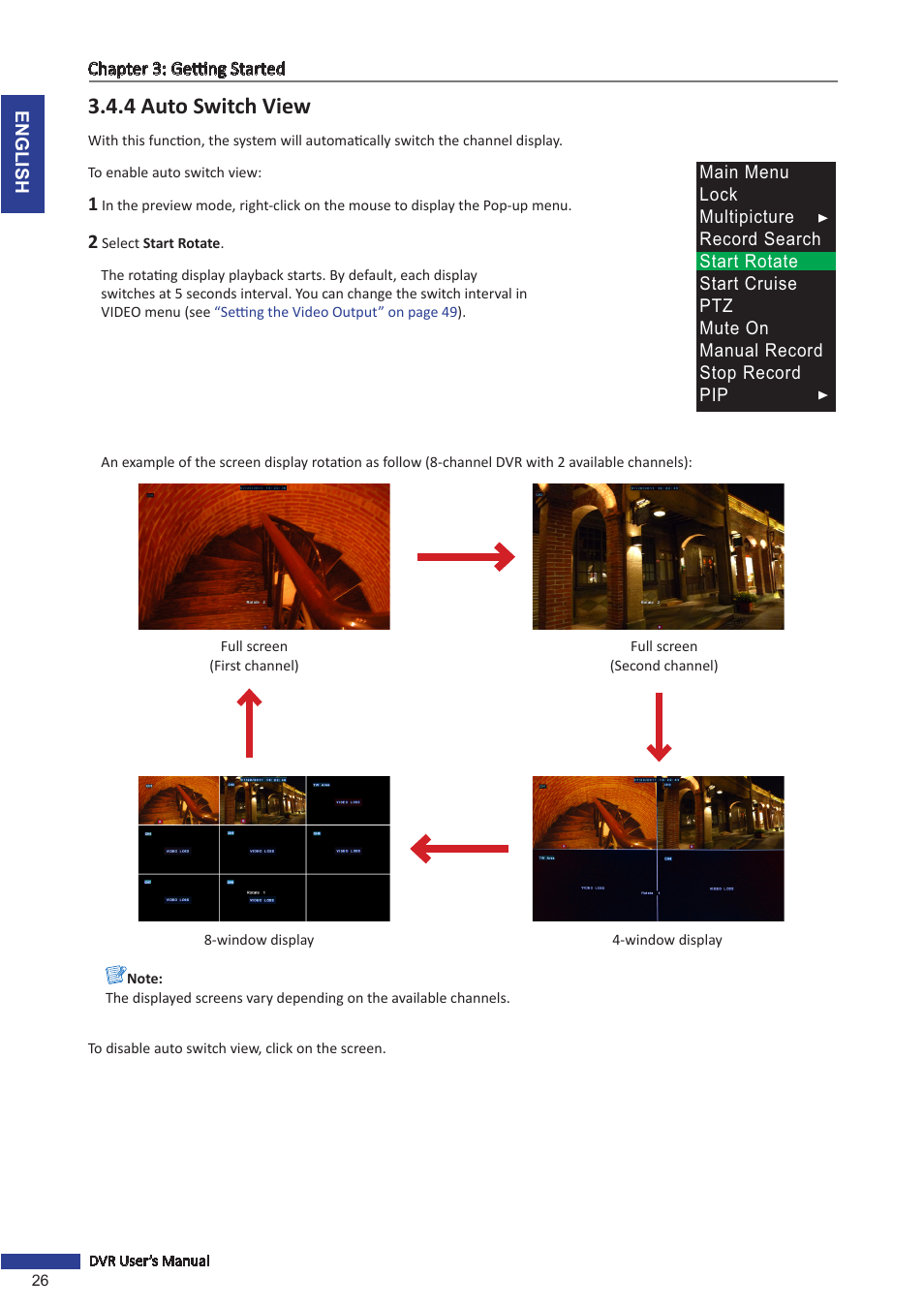4 auto switch view, Y mode. see | KGUARD Security OT801 User Manual | Page 26 / 86
