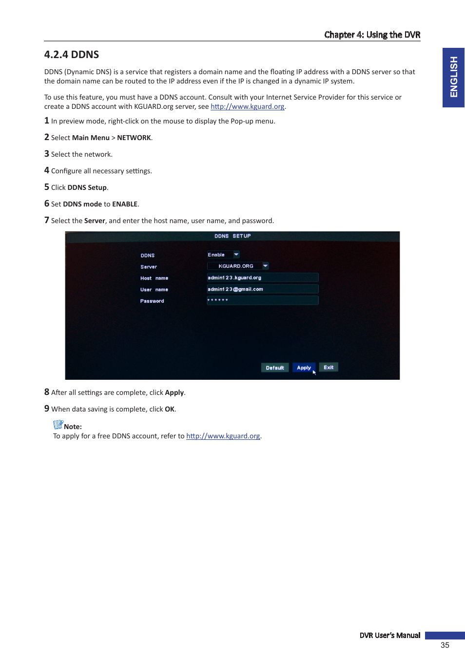 4 ddns | KGUARD Security OT801 User Manual | Page 35 / 86