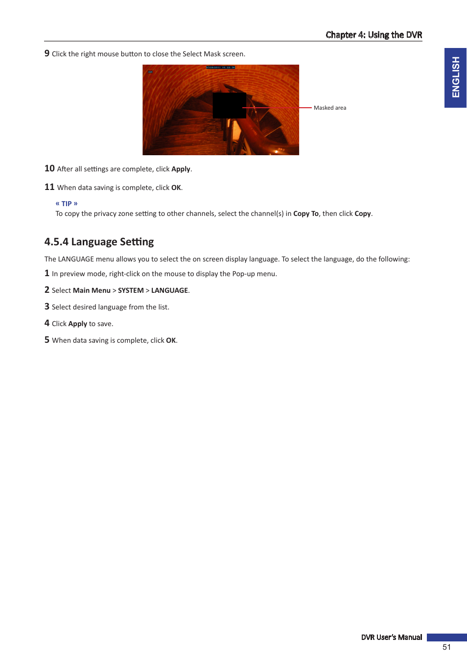 4 language setting | KGUARD Security OT801 User Manual | Page 51 / 86