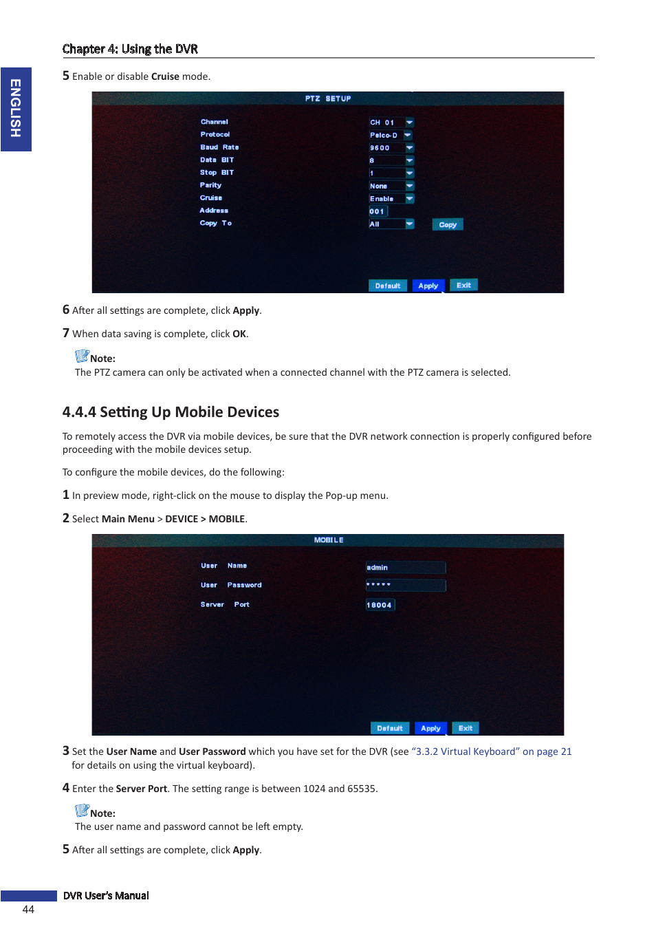 4 setting up mobile devices | KGUARD Security TC801 User Manual | Page 44 / 91