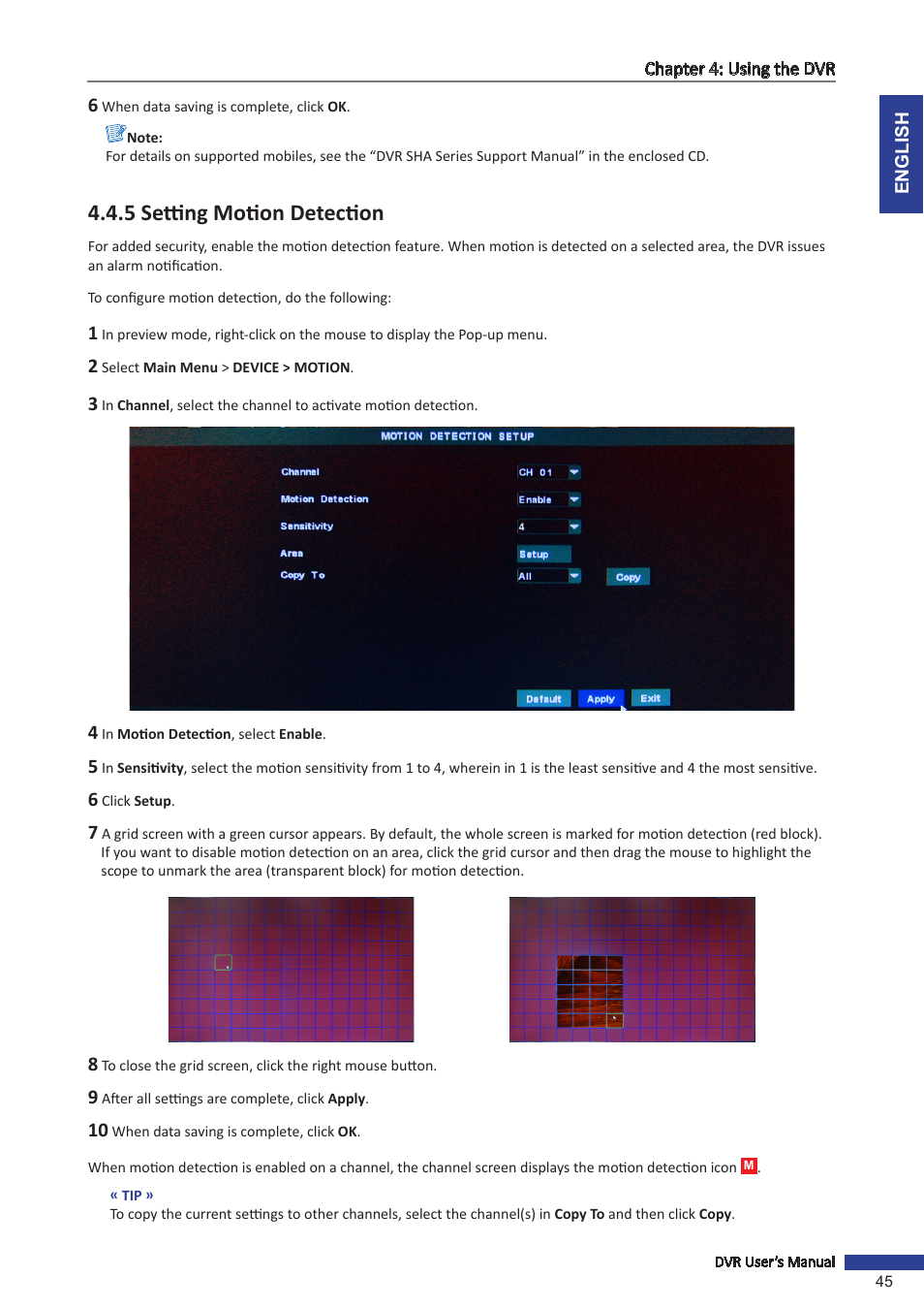 5 setting motion detection | KGUARD Security TC801 User Manual | Page 45 / 91