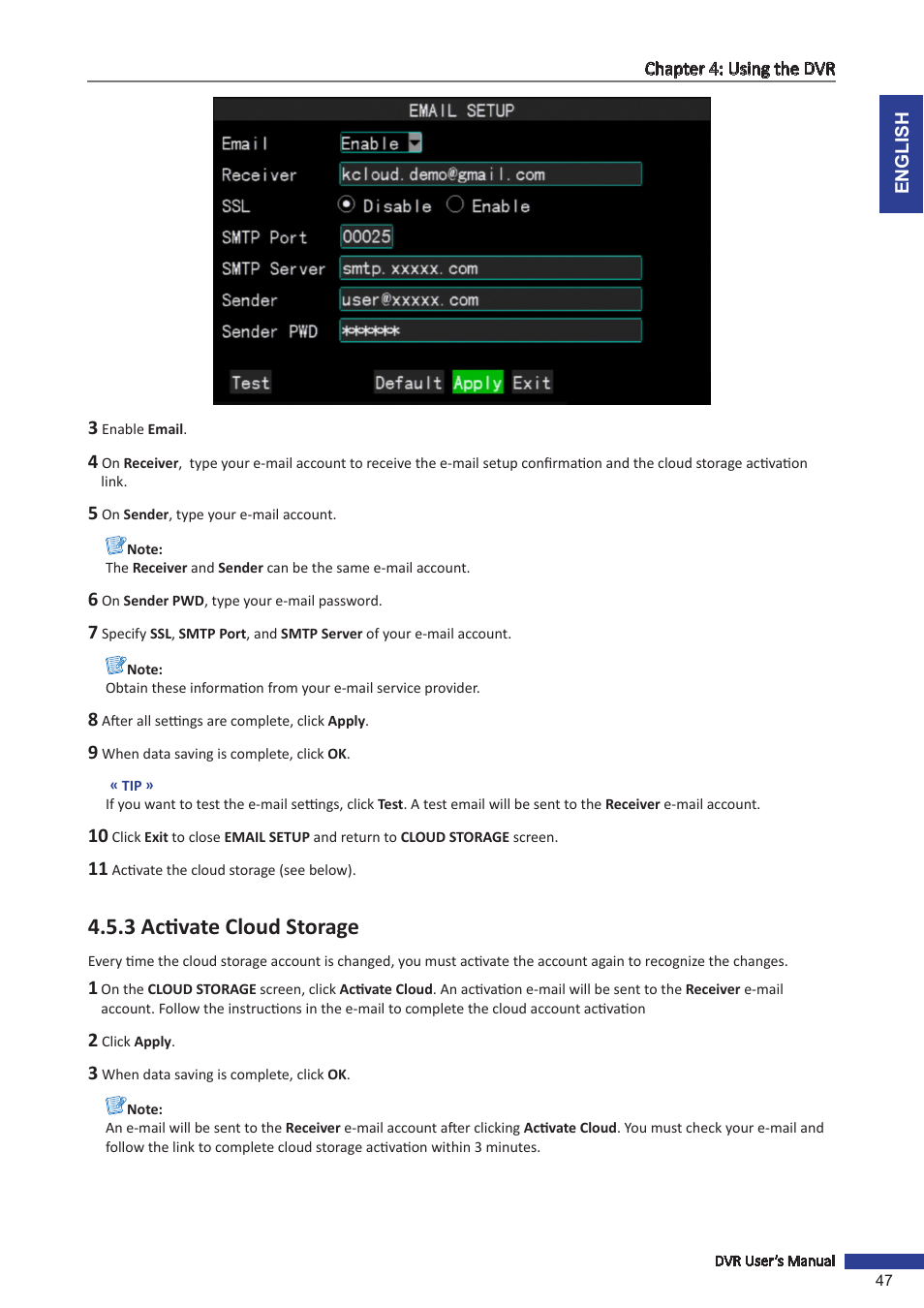 3 activate cloud storage | KGUARD Security TC801 User Manual | Page 47 / 91