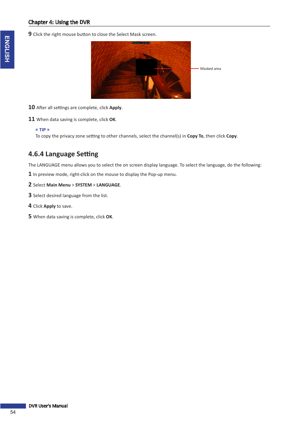 4 language setting | KGUARD Security TC801 User Manual | Page 54 / 91