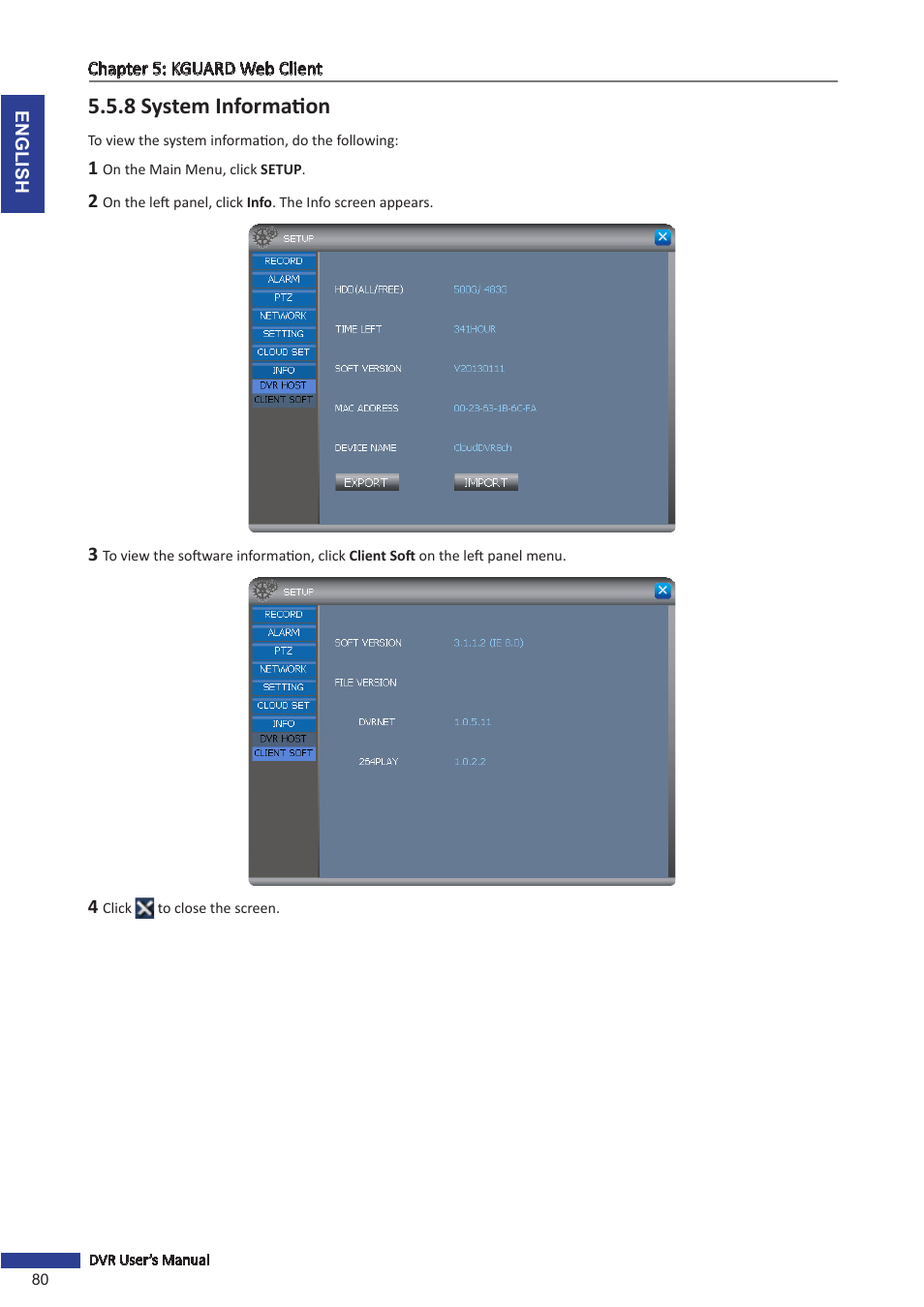 8 system information, 8 system | KGUARD Security TC801 User Manual | Page 80 / 91
