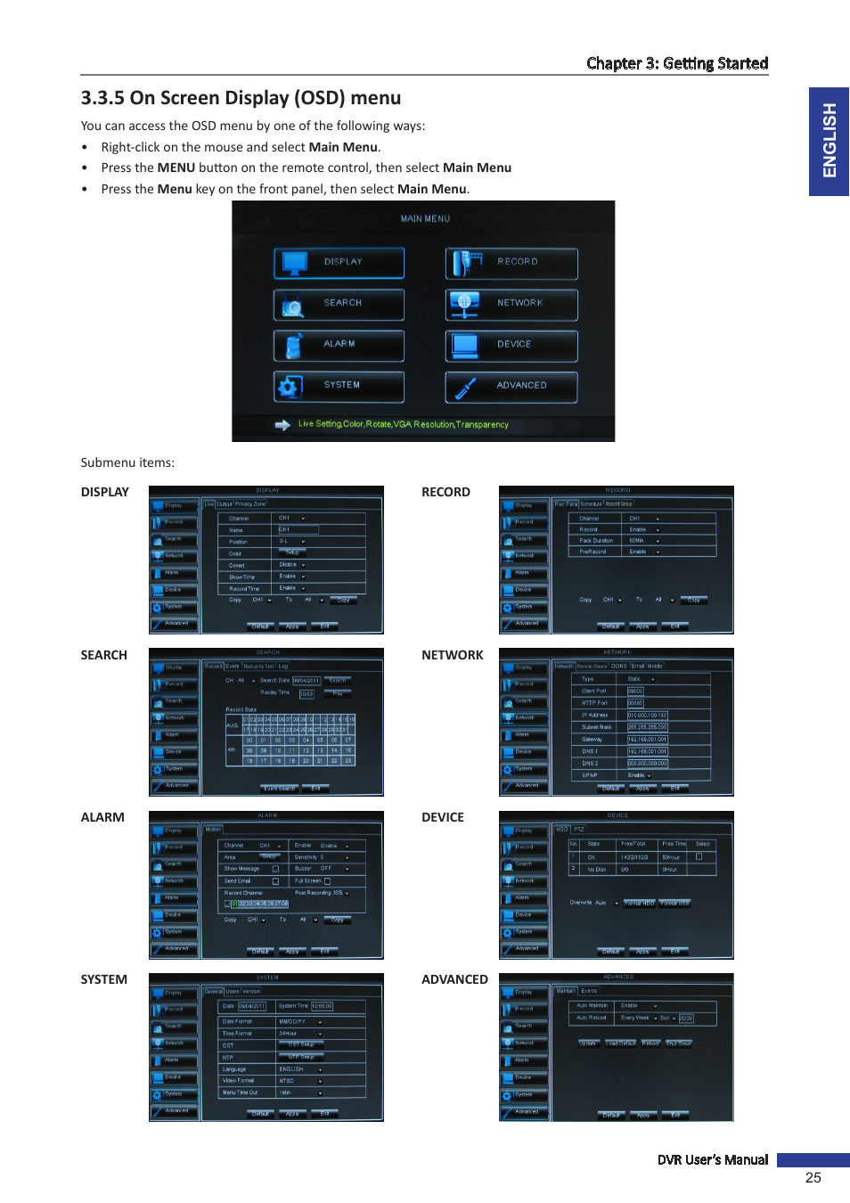 5 on screen display (osd) menu | KGUARD Security OT1601 User Manual | Page 25 / 106