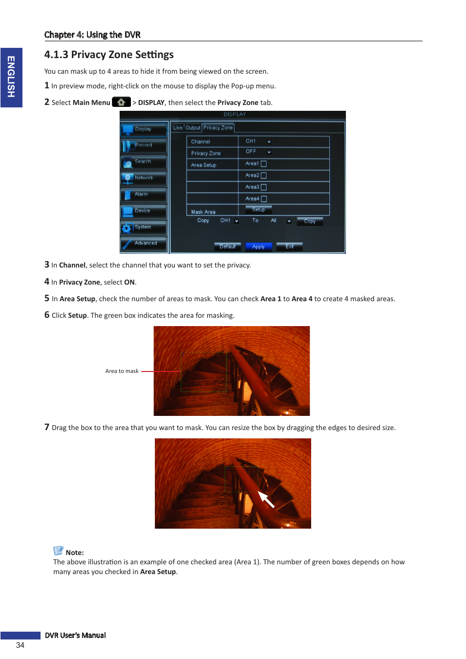 3 privacy zone settings | KGUARD Security OT1601 User Manual | Page 34 / 106