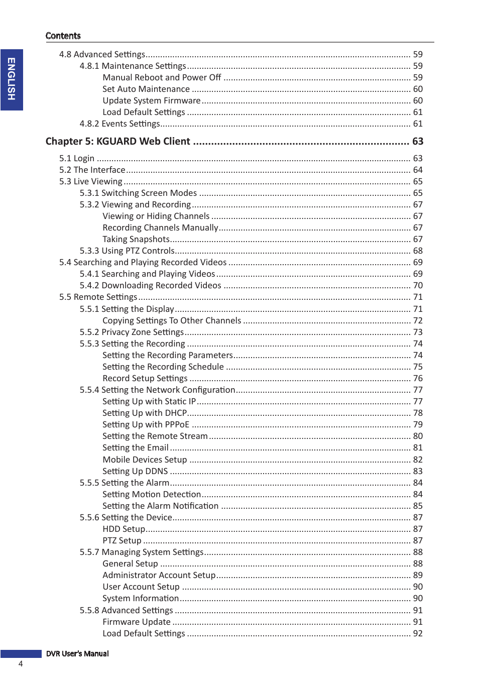 KGUARD Security OT1601 User Manual | Page 4 / 106