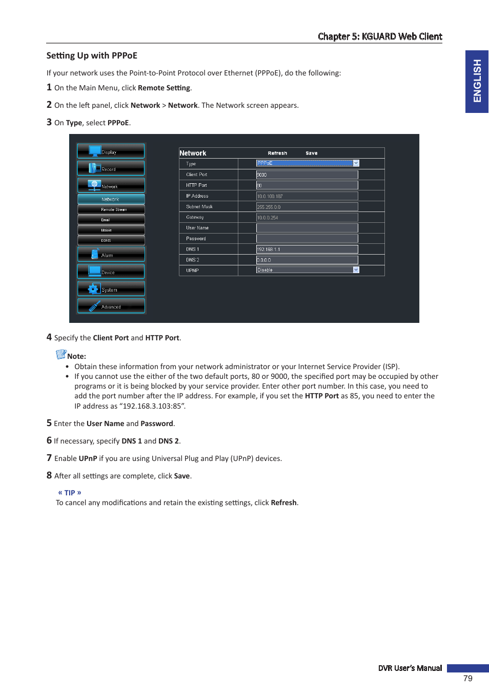 Setting up with pppoe | KGUARD Security OT1601 User Manual | Page 79 / 106