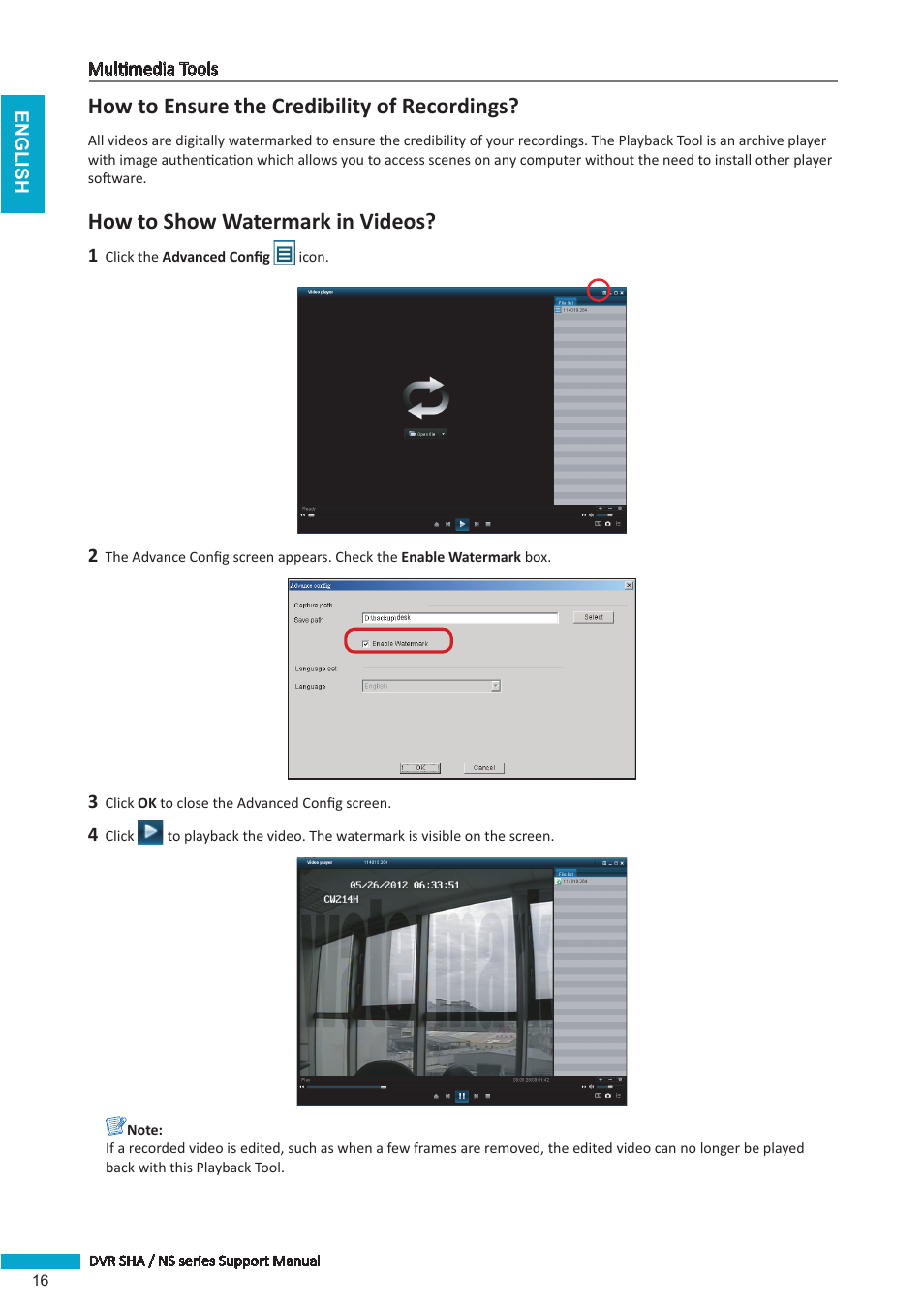 How to ensure the credibility of recordings, How to show watermark in videos | KGUARD Security BRseriesDVR(1) User Manual | Page 16 / 21
