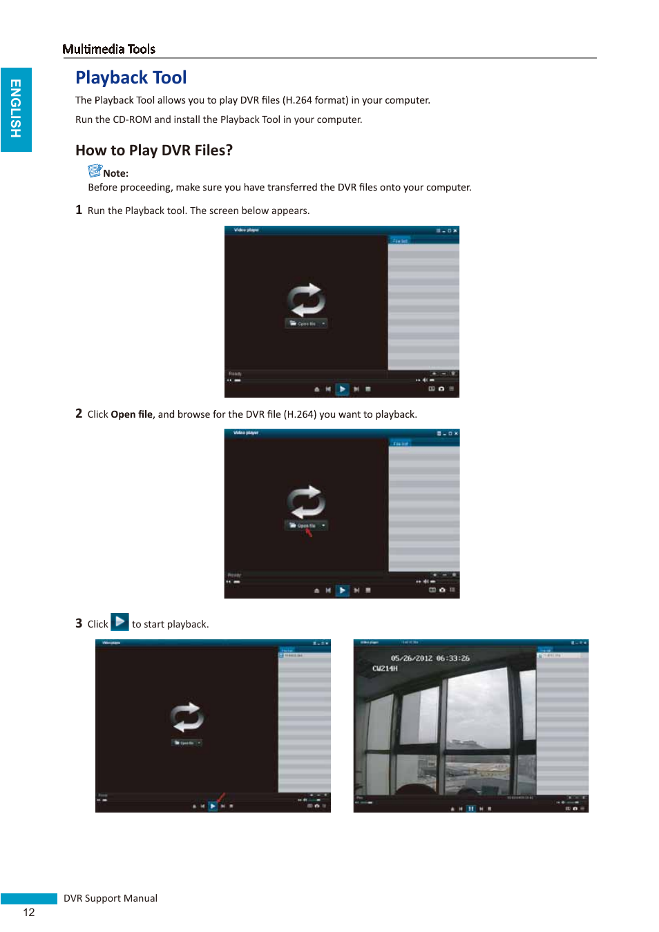 Playback tool, How to play dvr files | KGUARD Security BRseriesDVR(2) User Manual | Page 12 / 20