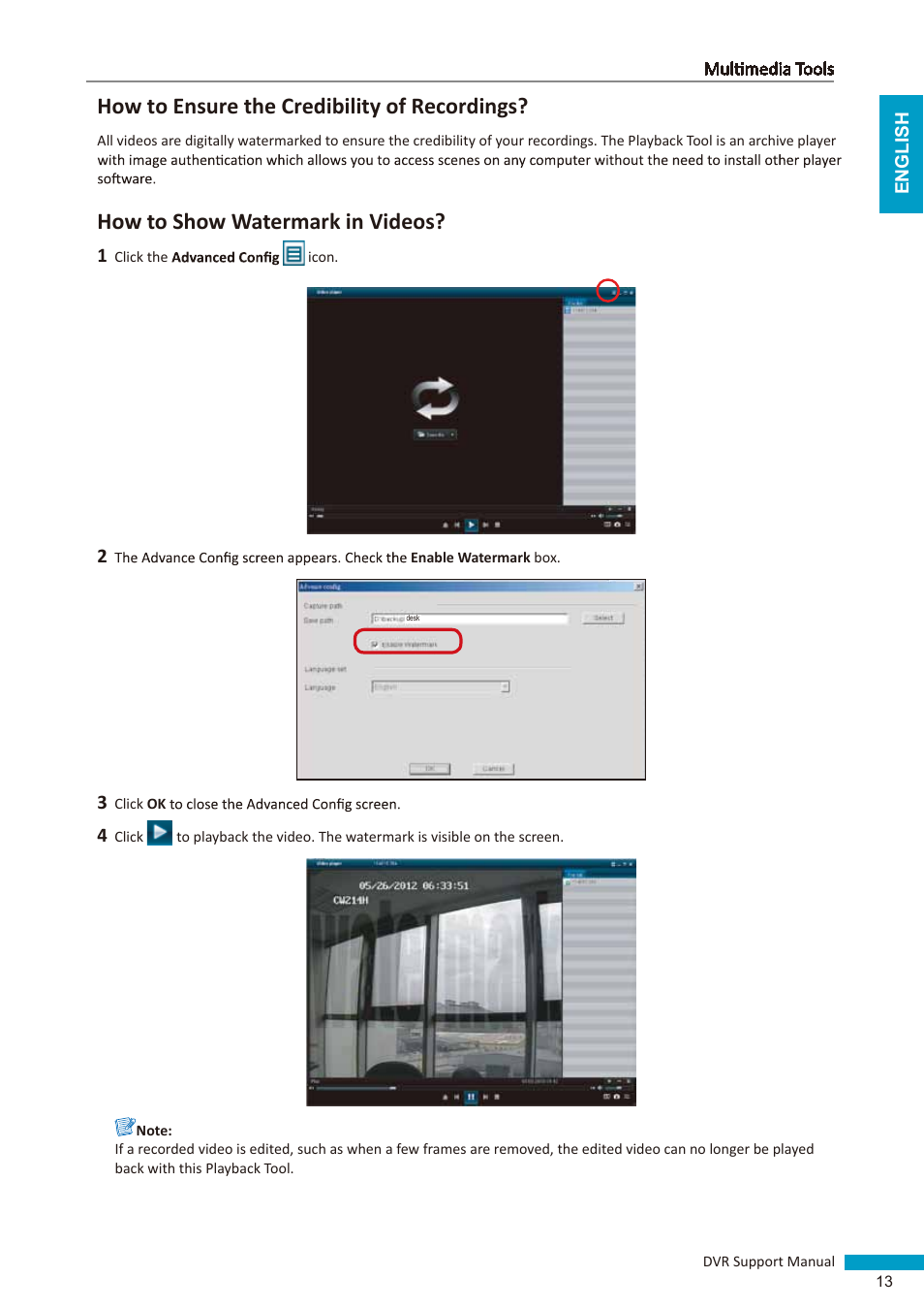 How to ensure the credibility of recordings, How to show watermark in videos | KGUARD Security BRseriesDVR(2) User Manual | Page 13 / 20