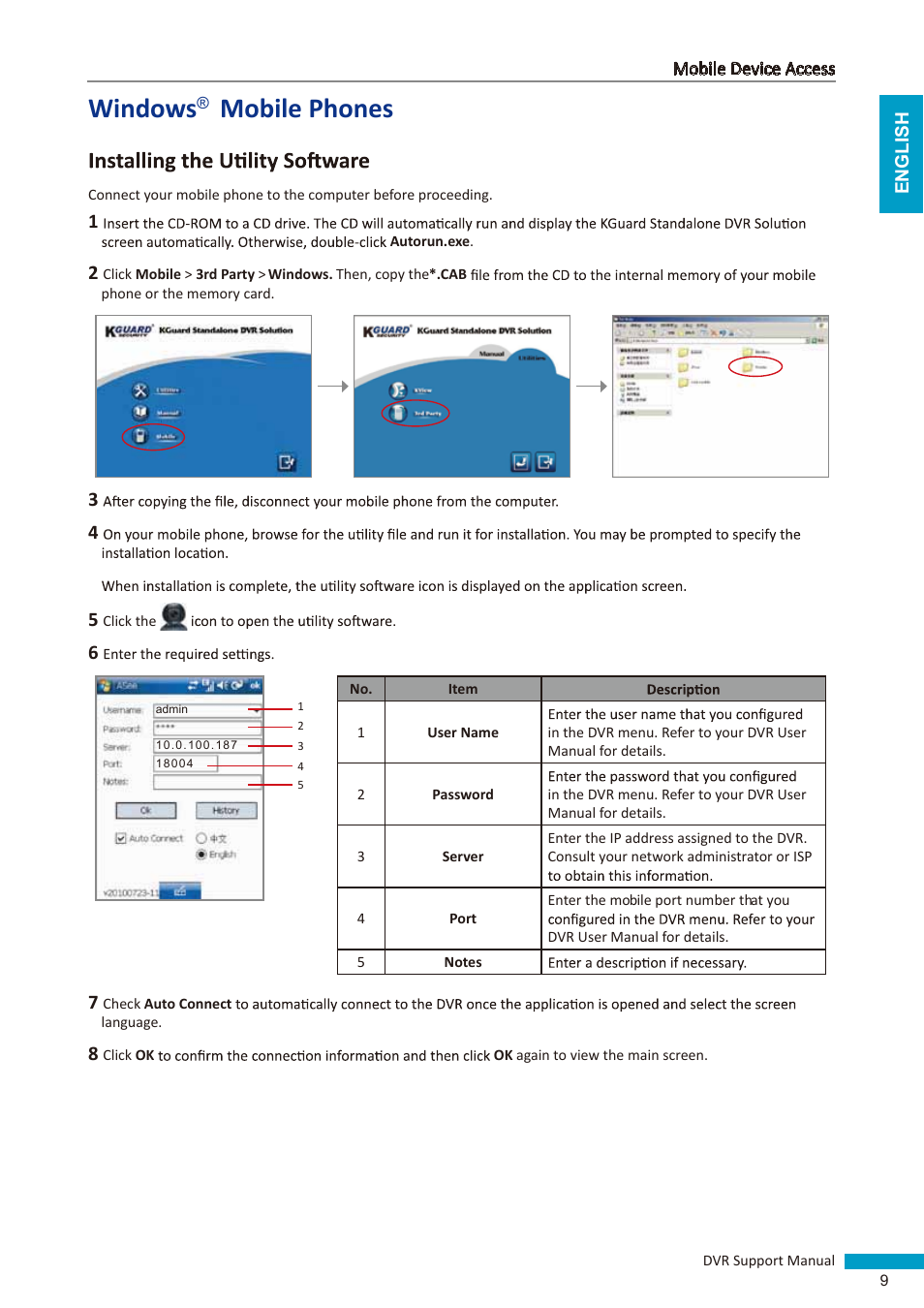 Windows, Mobile phones | KGUARD Security BRseriesDVR(2) User Manual | Page 9 / 20