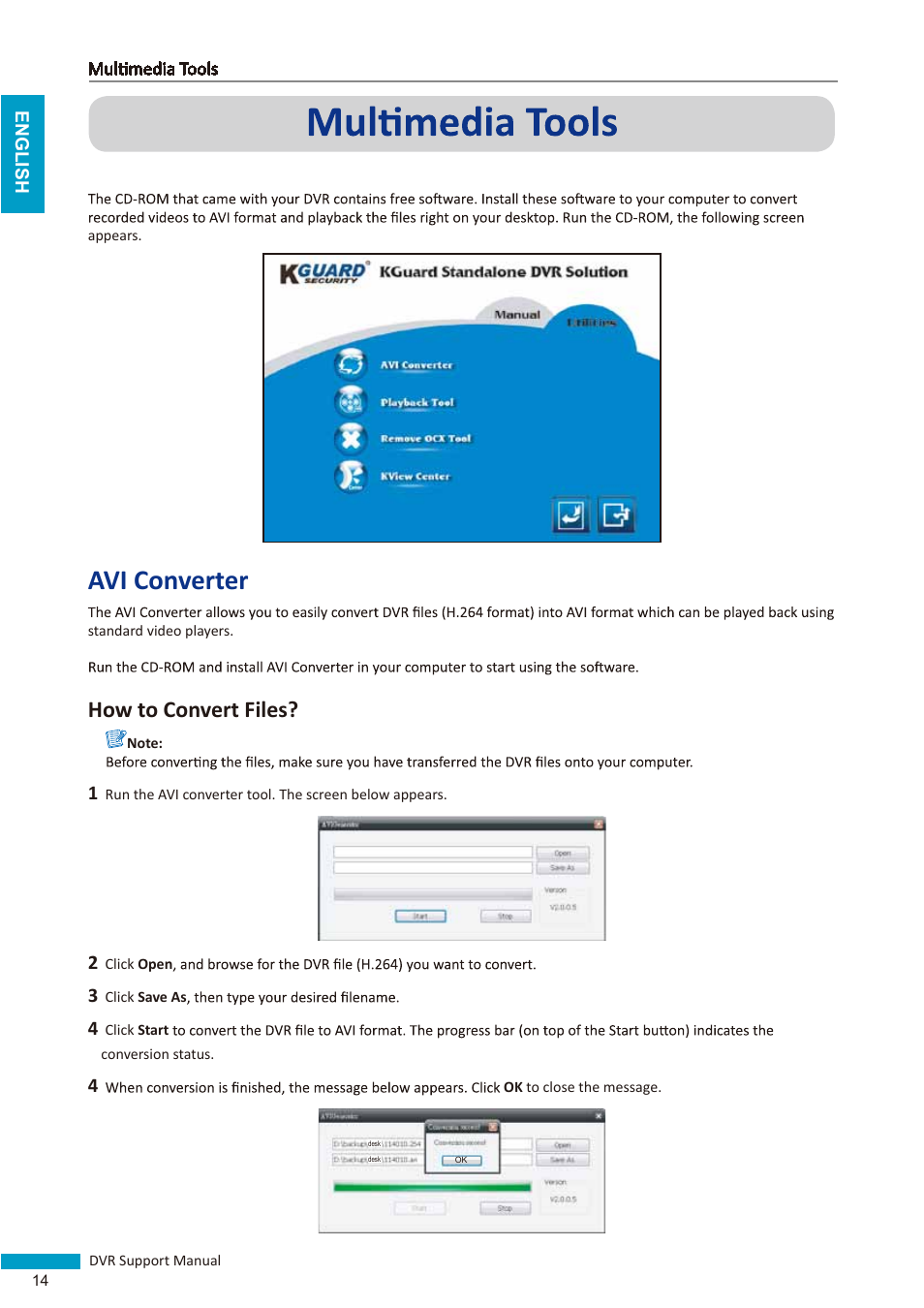 Avi converter, How to convert files | KGUARD Security NS series User Manual | Page 14 / 21