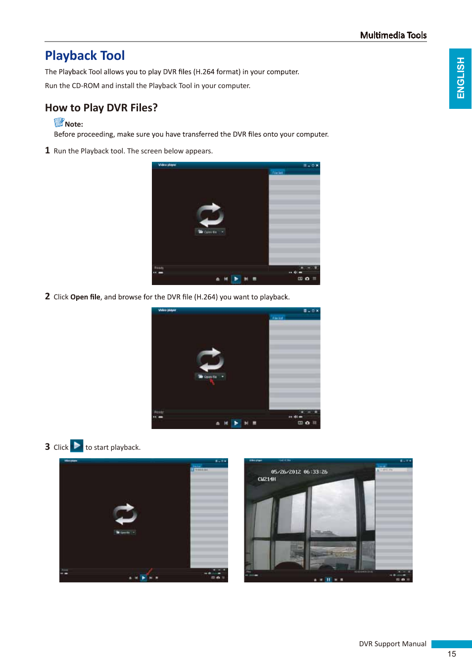 Playback tool, How to play dvr files | KGUARD Security NS series User Manual | Page 15 / 21