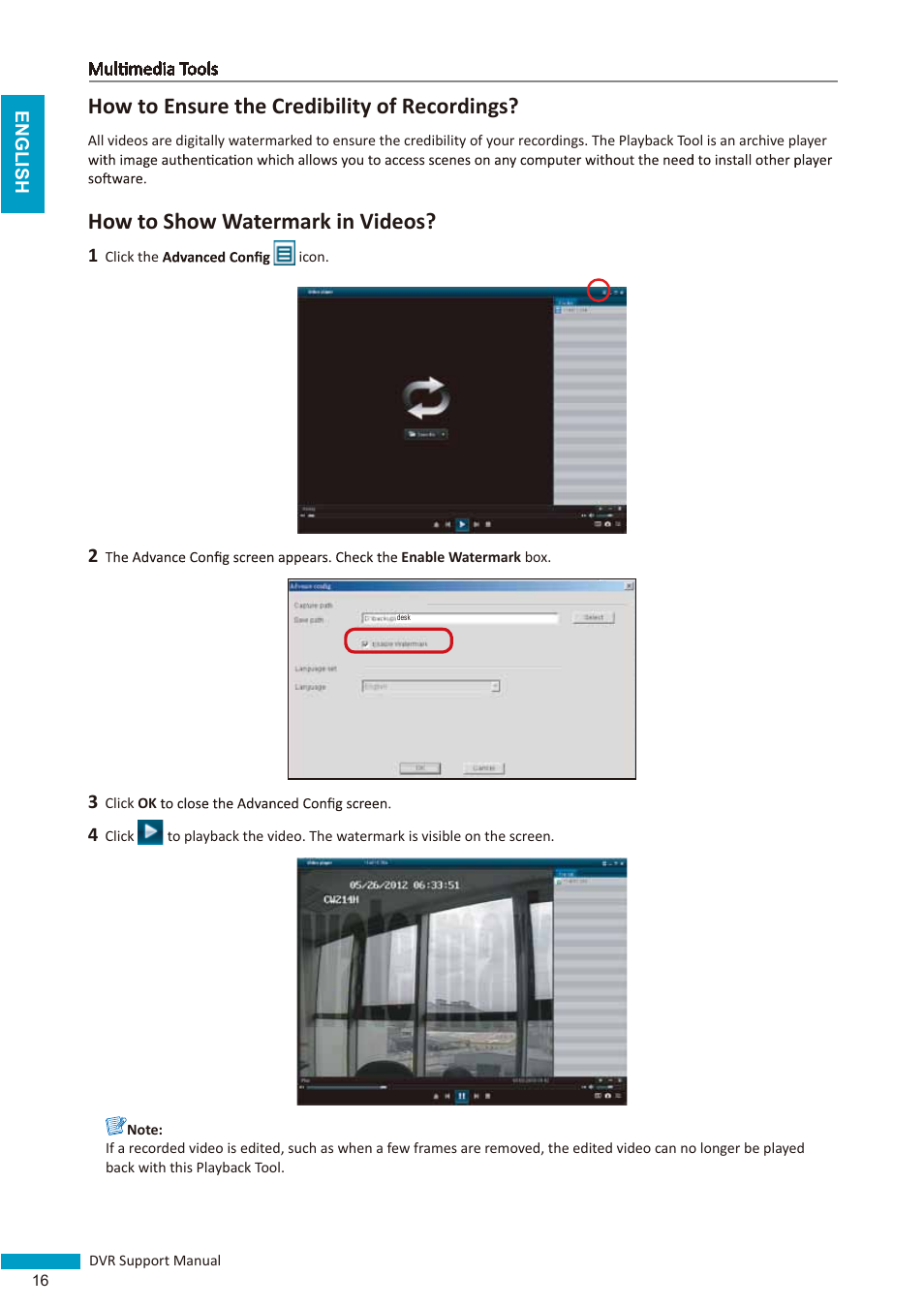 How to ensure the credibility of recordings, How to show watermark in videos | KGUARD Security NS series User Manual | Page 16 / 21