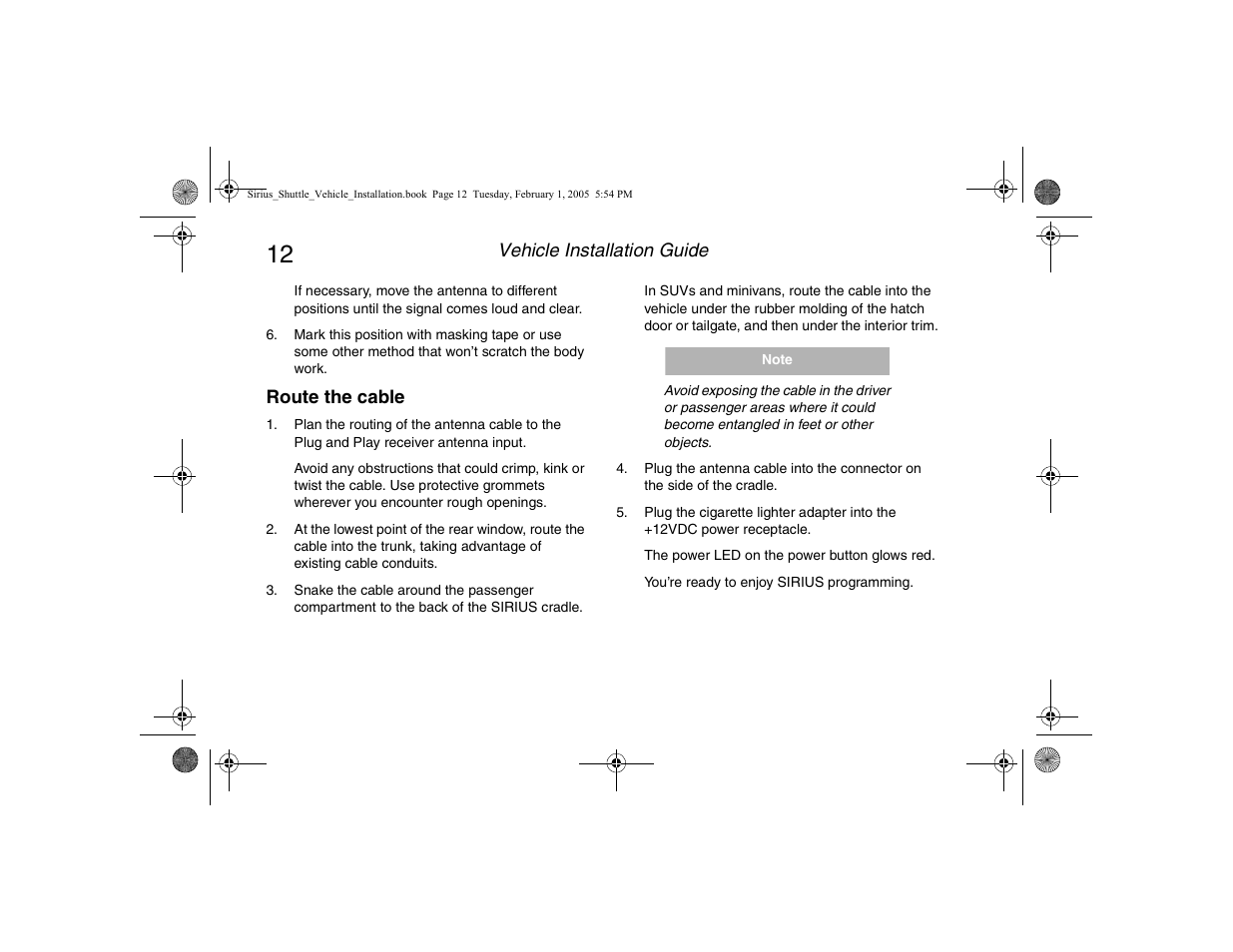 Route the cable | Clarion Sattelite Radio User Manual | Page 14 / 20