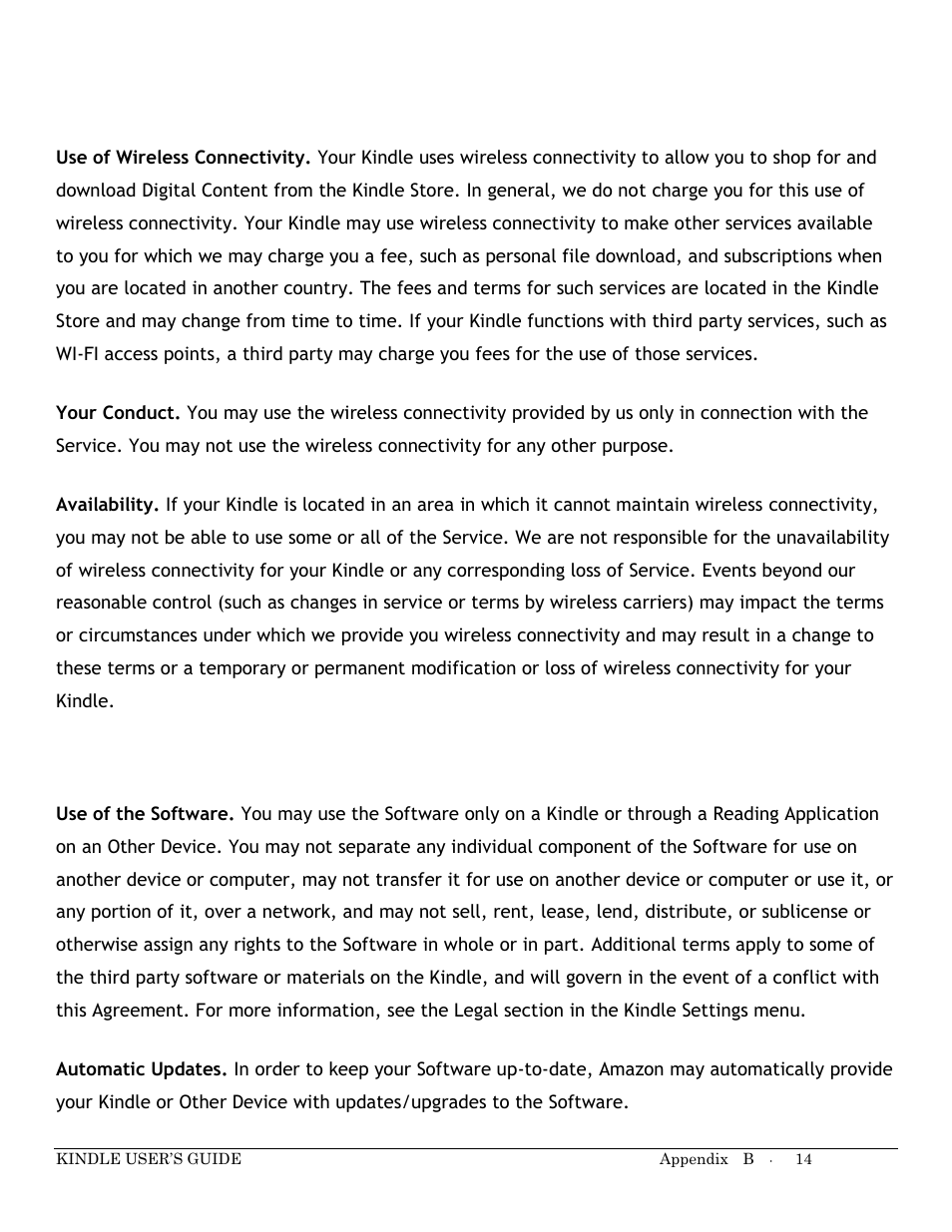 Wireless connectivity, Device and software | Kindle Keyboard User Manual | Page 14 / 28